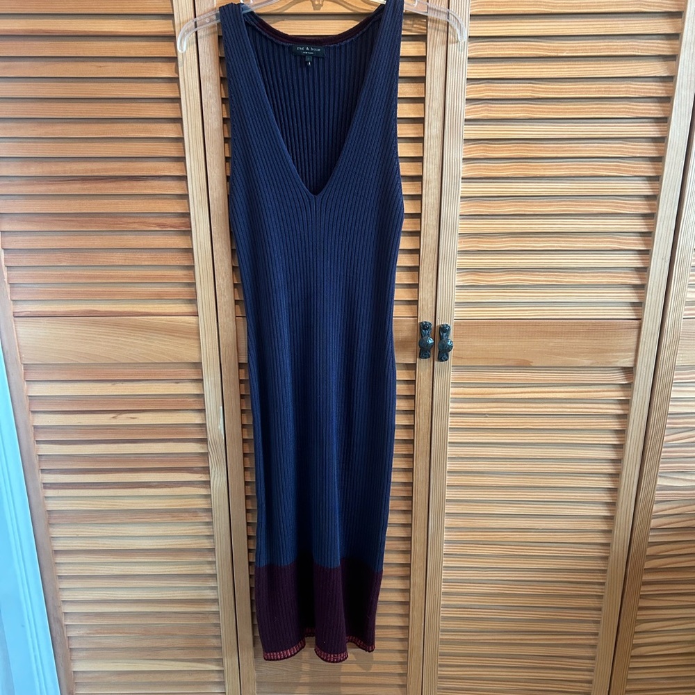 rag & bone Deep Blue/Gray and Maroon Maxi Dress